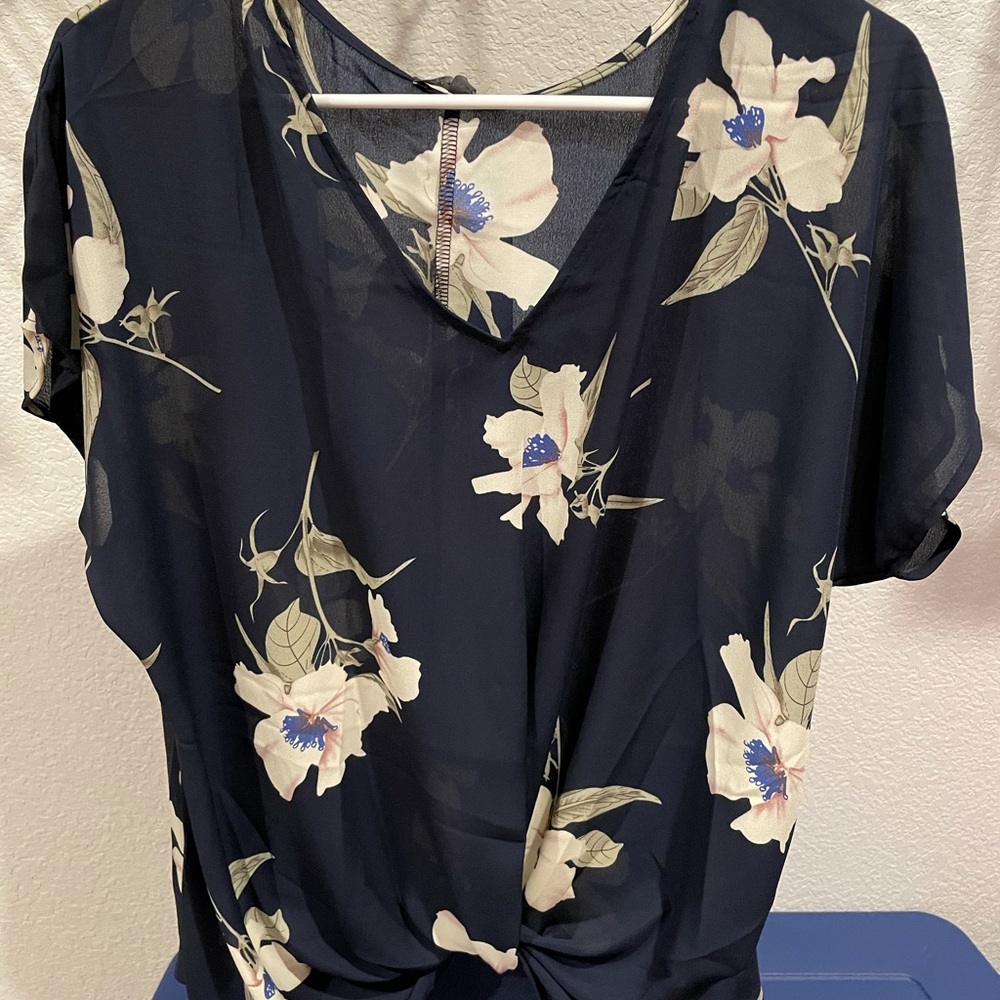 Women’s navy floral blouse